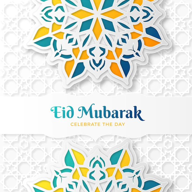 Free Vector | Paper style eid mubarak with mandala