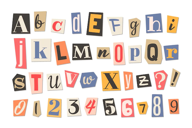 Free Vector | Paper style ransom note letter pack