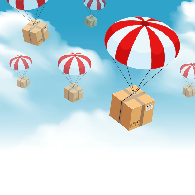 Free Vector | Parachute parcel delivery composition