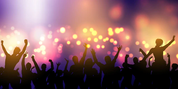 Free Vector | Party crowd silhouettes dancing on nightclub