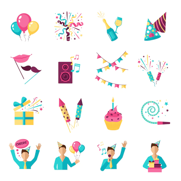 Free Vector | Party icons set