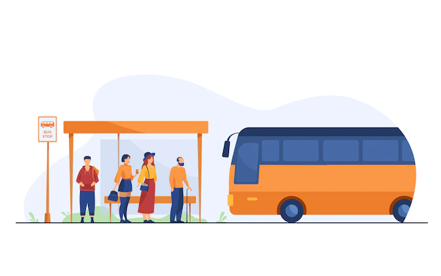 Free Vector | Passengers waiting for public transport at bus stop