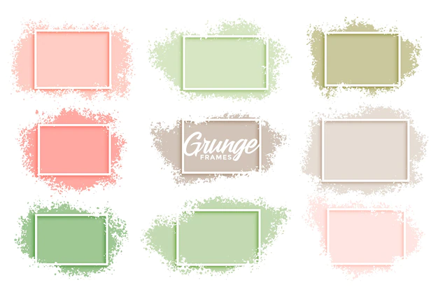 Free Vector | Pastel color grunge abstract frames set of nine