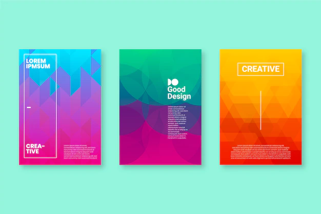 Free Vector | Pastel gradient colours abstract geometric cover collection