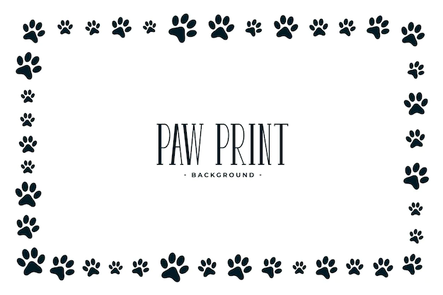Free Vector | Paw print frame on white background