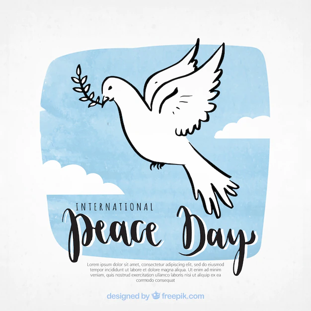 Free Vector | Peace day background with hand drawn dove