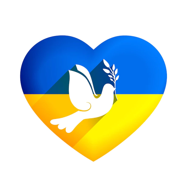 Free Vector | Peace heart and dove bird with ukraine flag