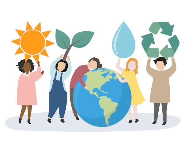 Free Vector | People caring about the world and the environment