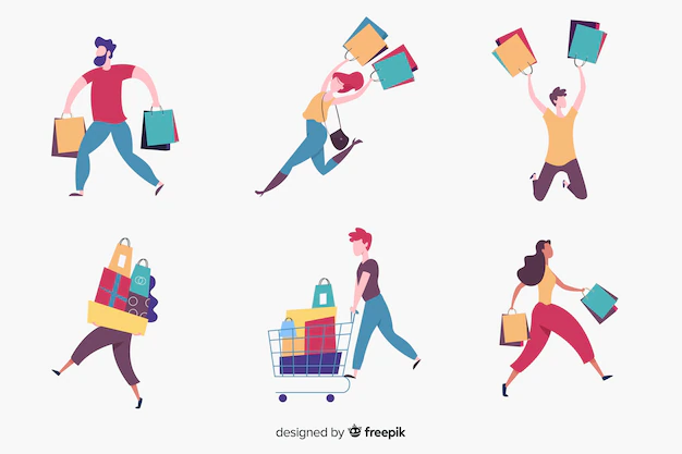 Free Vector | People carrying shopping bags collectio