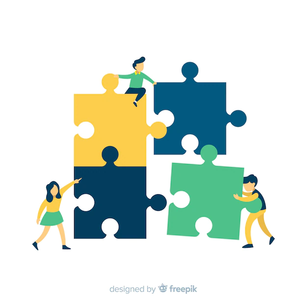 Free Vector | People connecting puzzle pieces colorful background