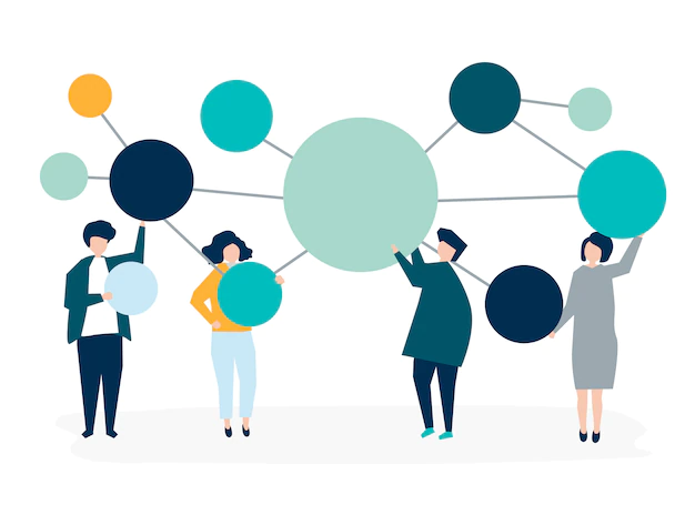 Free Vector | People holding connected copy space circle icons