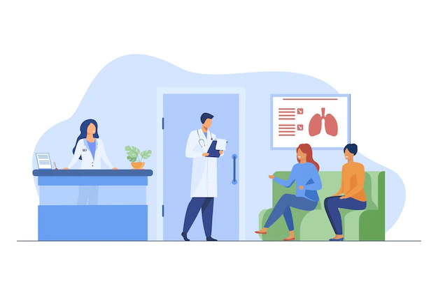 Free Vector | People sitting in hospital corridor and waiting for doctor. patient, clinic, visit flat vector illustration. medicine and healthcare