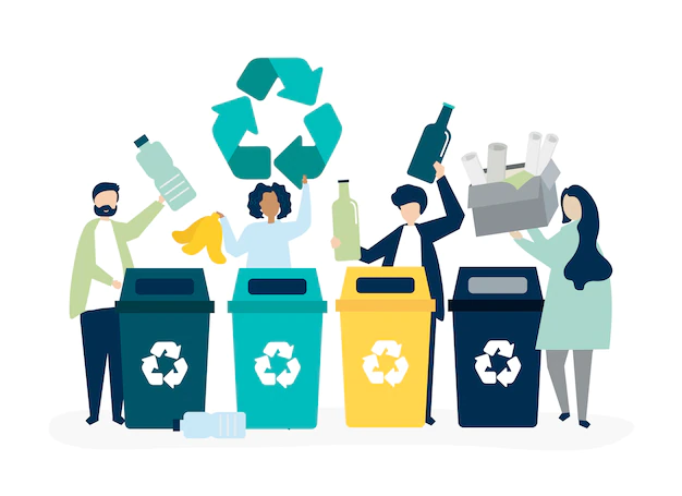 Free Vector | People sorting garbage for recycling