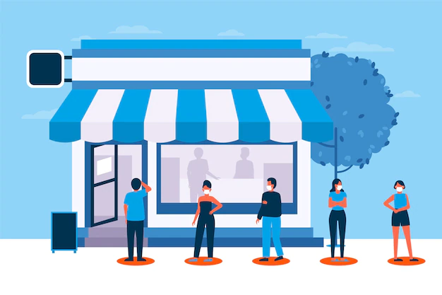 Free Vector | People standing in a store queue
