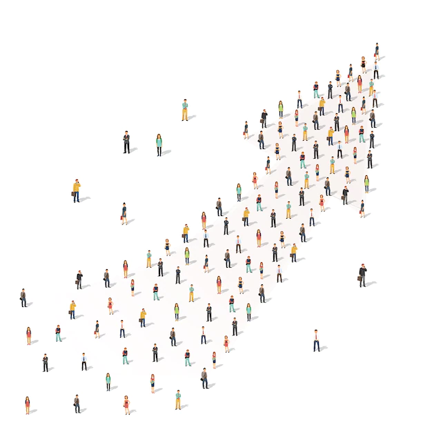 Free Vector | People standing together in shape of an arrow