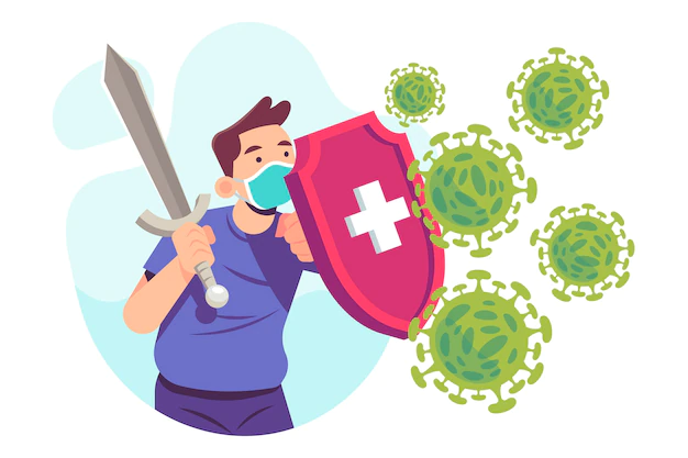 Free Vector | Person fighting the virus illustrated