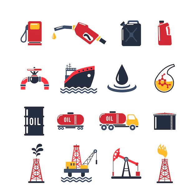 Free Vector | Petroleum industry icon set