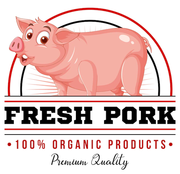 Free Vector | Pig cartoon character logo for pork products