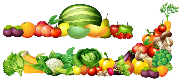Free Vector | Pile of fresh vegetables and fruits