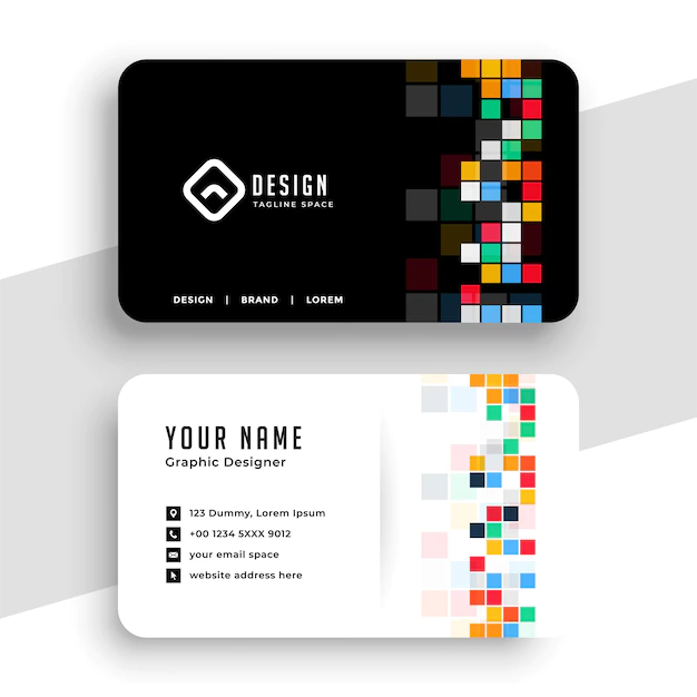 Free Vector | Pixel style modern mosaic business card design