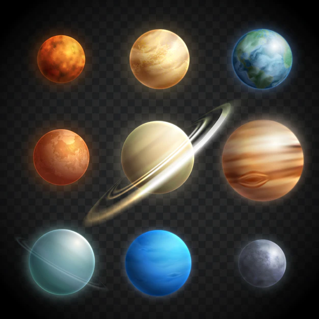 Free Vector | Planets realistic transparent set