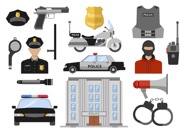 Free Vector | Police decorative flat icons set