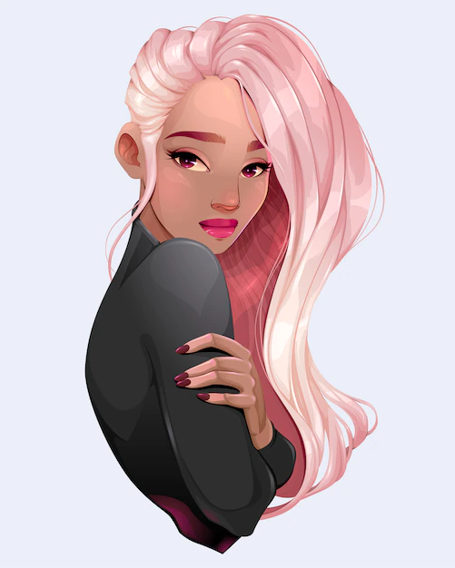 Free Vector | Portrait of a beautiful woman with pink hair