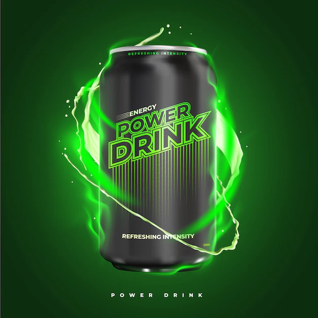 Free Vector | Power and refreshing energy drink product ad