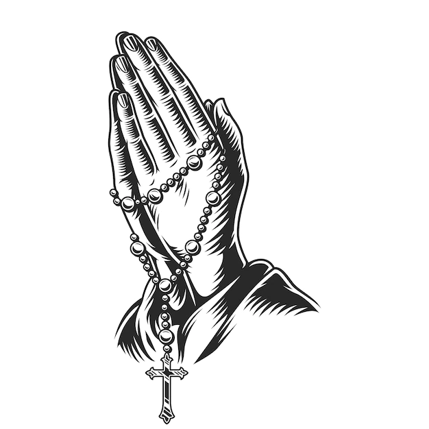 Free Vector | Praying hands holding rosary beads