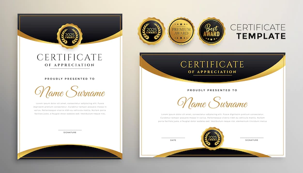 Free Vector | Premium black and golden diploma certificate multipurpose template