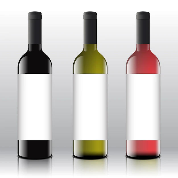 Free Vector | Premium quality red, white and pink wine blank labels set on the realistic bottles.