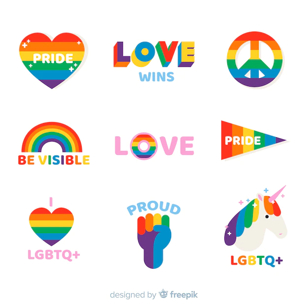 Free Vector | Pride day labels collection