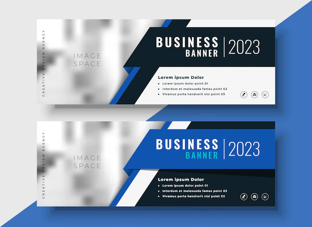 Free Vector | Professional blue business banners with image space