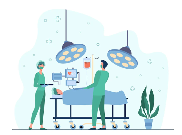 Free Vector | Professional surgeons surrounding patient on operation table flat illustration