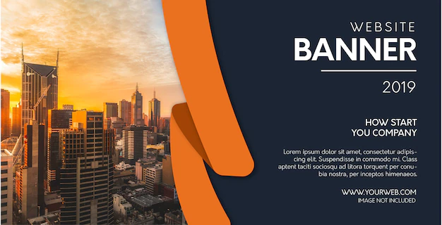 Free Vector | Professional website banner with orange shapes
