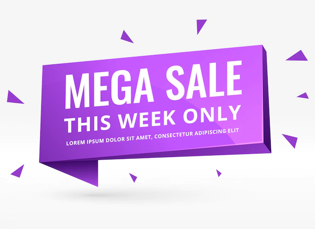 Free Vector | Purple 3d sale banner for promotion and marketing