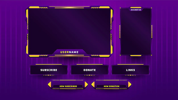 Free Vector | Purple gaming panel set design template