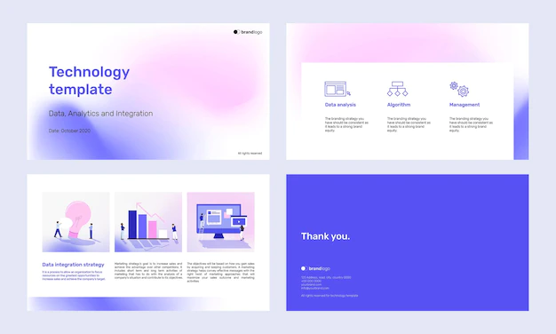 Free Vector | Purple gradient presentation template set