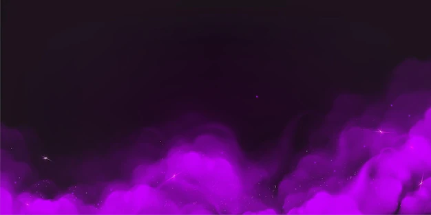 Free Vector | Purple powder clouds texture abstract effect of color mist or smog with glitter particles vector realistic illustration of violet steam magic dust splash with sparkles on black background