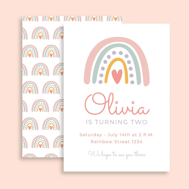 Free Vector | Rainbow birthday invitation template