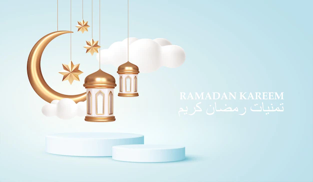 Free Vector | Ramadan kareem 3d realistic symbols of arab islamic holidays