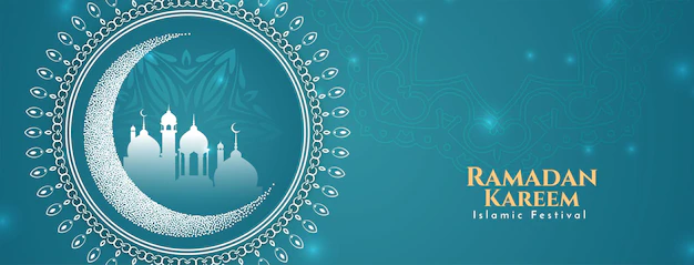 Free Vector | Ramadan kareem islamic festival greeting banner with mosque vector