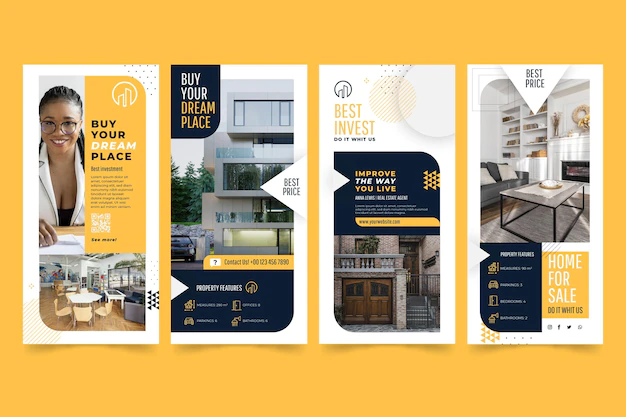 Free Vector | Real estate instagram stories collection