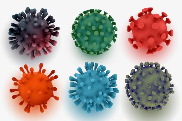 Free Vector | Realistic 3d coronavirus cells collection of six