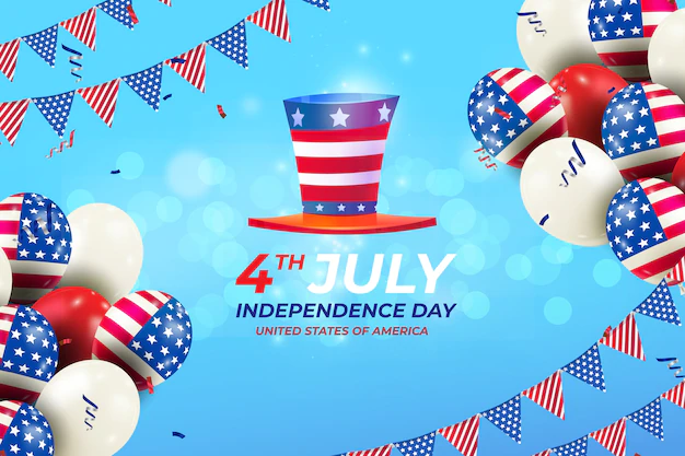 Free Vector | Realistic 4th of july background with decorations