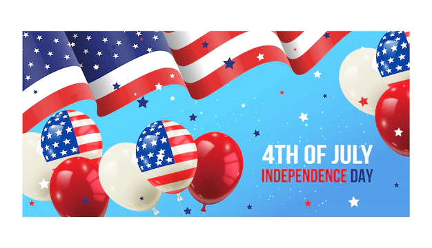 Free Vector | Realistic 4th of july banner template