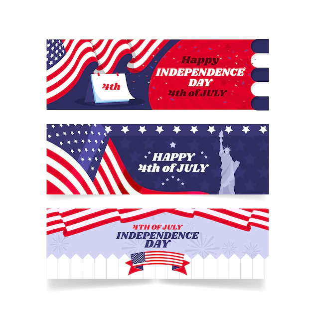 Free Vector | Realistic 4th of july banners template