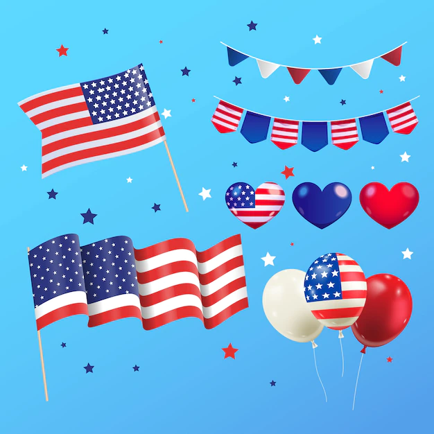 Free Vector | Realistic 4th of july element collection