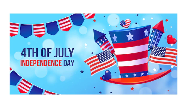 Free Vector | Realistic 4th of july horizontal banner template