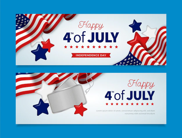 Free Vector | Realistic 4th of july horizontal banners template